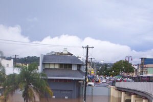 Floodwaters in the Lismore city centre
