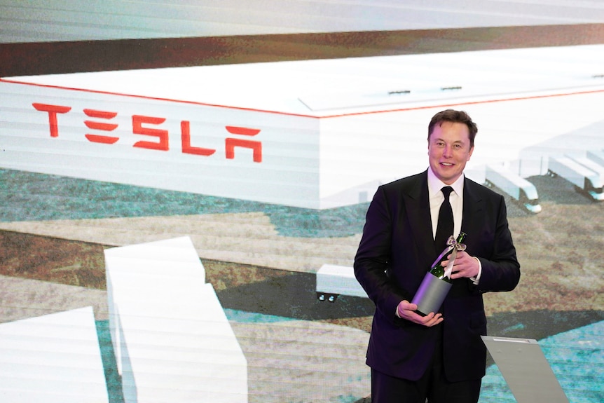 Elon Musk at a 2020 Tesla opening ceremony in Shanghai