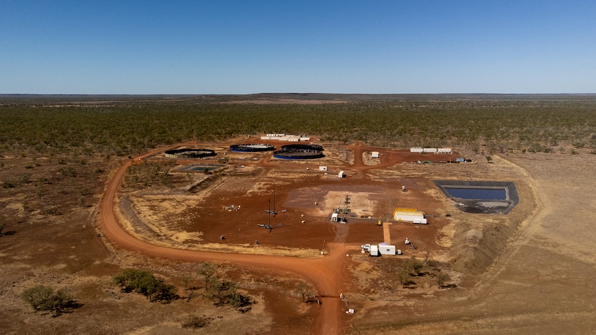 A cleared site in the middle of scrubland