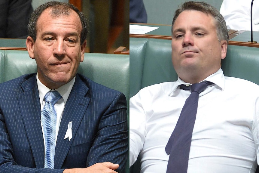 Composite image of Mal Brough and Jamie Briggs.