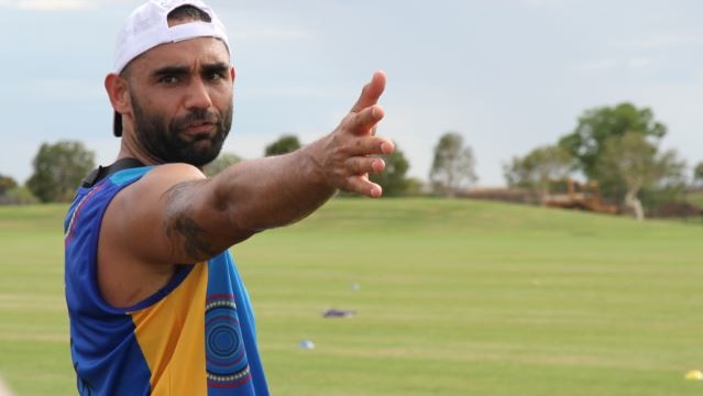 A photo of Hawthorn champion Shaun Burgoyne in Broome.