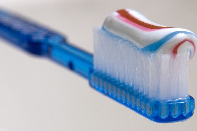 A toothbrush with toothpaste