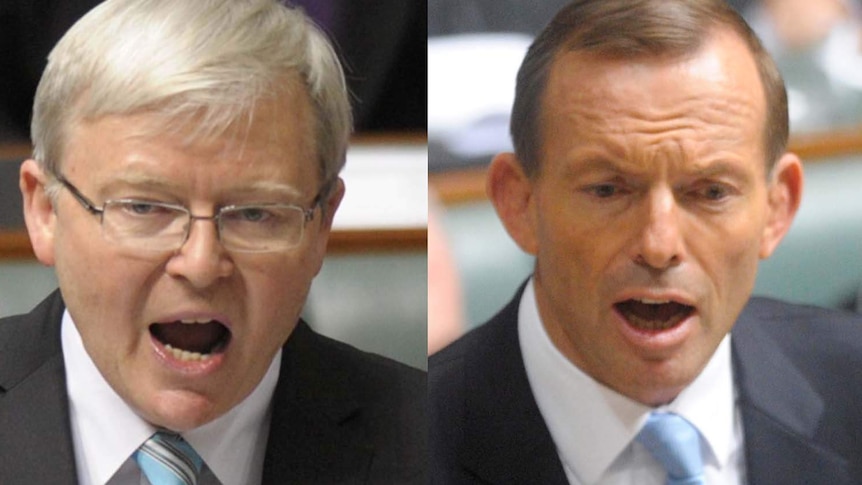 A debate on Thursday would give Tony Abbott a chance to call Rudd's bluster out (AAP)