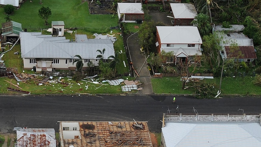 Destroyed homes in Tully on February 3, 2011 after Cyclone Yasi.