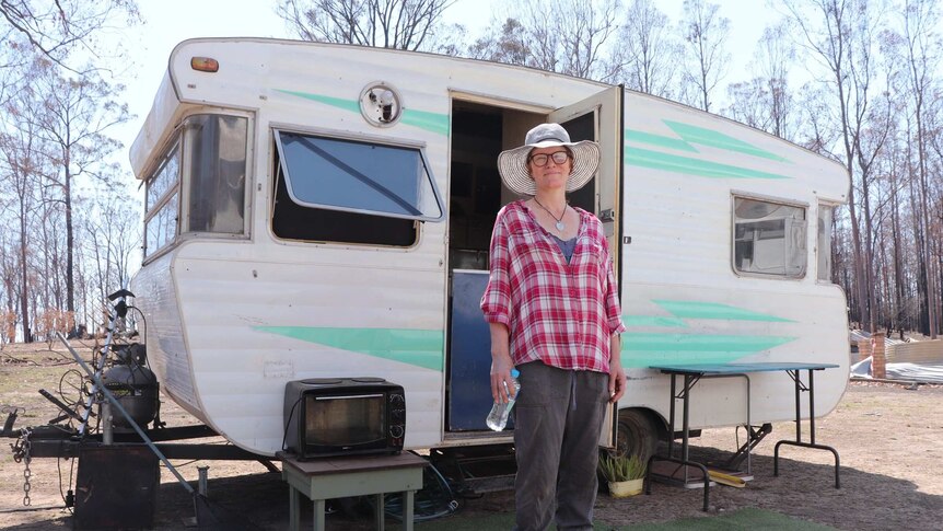 Justine Dodd plans to move into this caravan on a friend's property once water and power is hooked up.