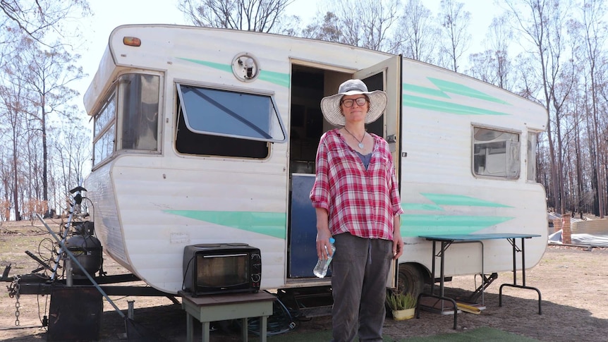 Justine Dodd plans to move into this caravan on a friend's property once water and power is hooked up.