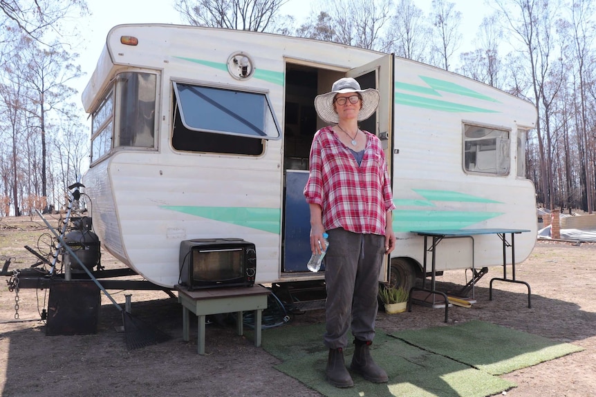 Justine Dodd plans to move into this caravan on a friend's property once water and power is hooked up.