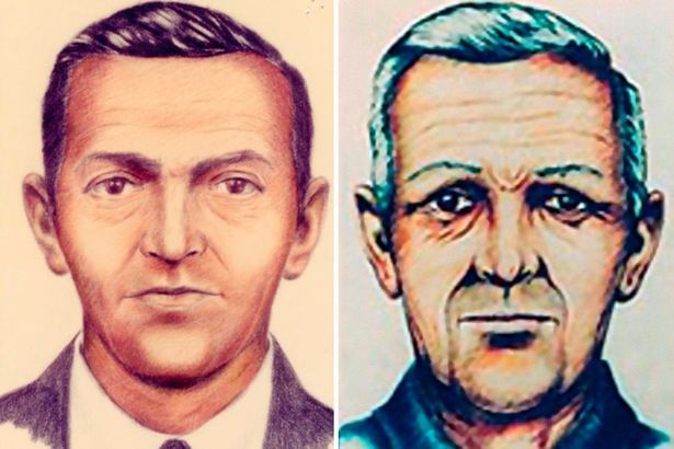 A composite of two sketches of a man, one young and one old
