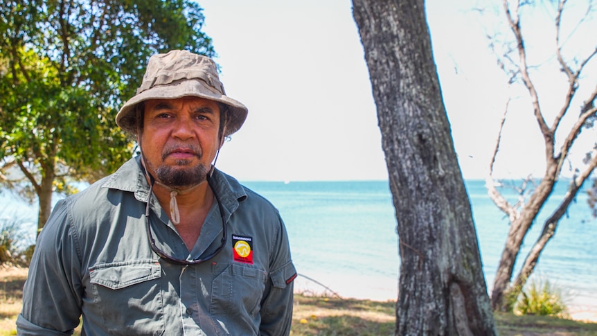 Quandamooka Aboriginal Land and Sea Management co-ordinator Darren Burns guides the group on their daily tasks.