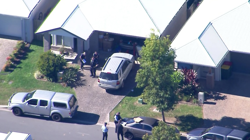 Aerial scene of a police shooting in Caboolture South