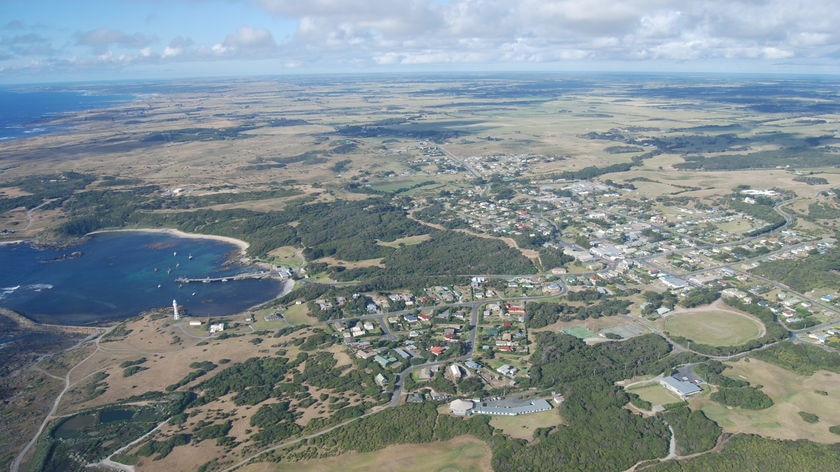 Aerial shot of Currie, King Island