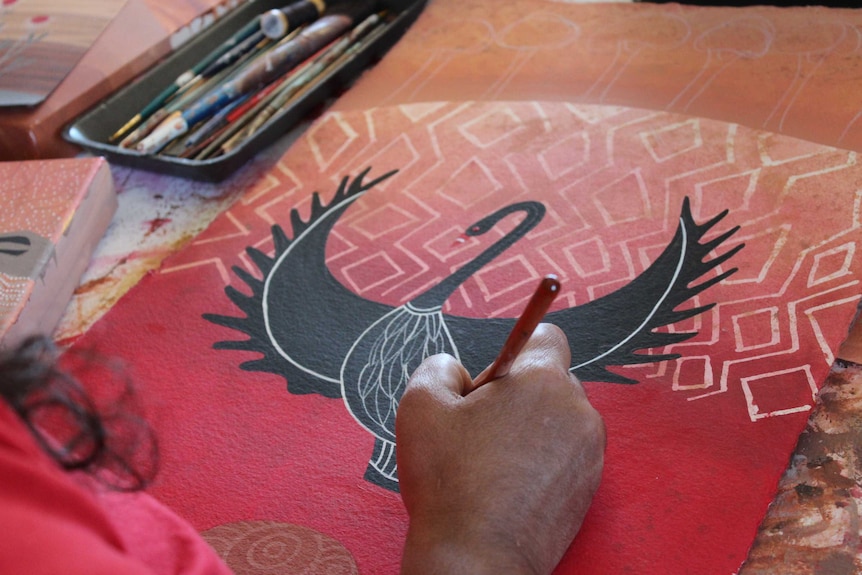 Cheryl Davison working in her home studio