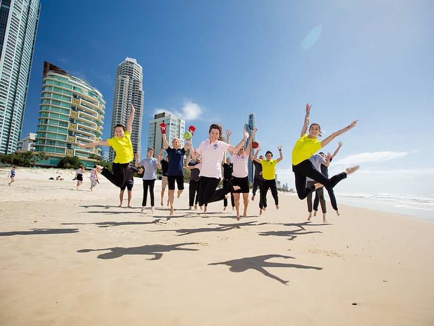 Athletes on Surfers Paradise beach mark one year until the 2018 Gold Coast Commonwealth Games