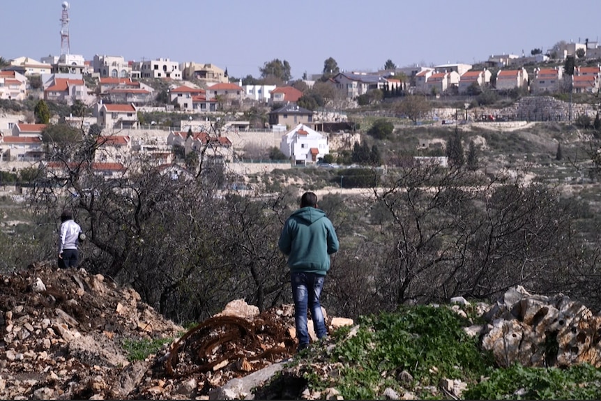 The Israeli settlement next to the village of Kafr Qaddum.