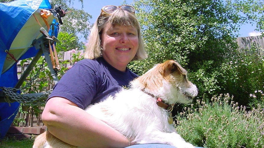 Dr Virginia Billson with her dog, Milly. 1997