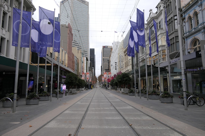 An empty Bourke Street Mall.