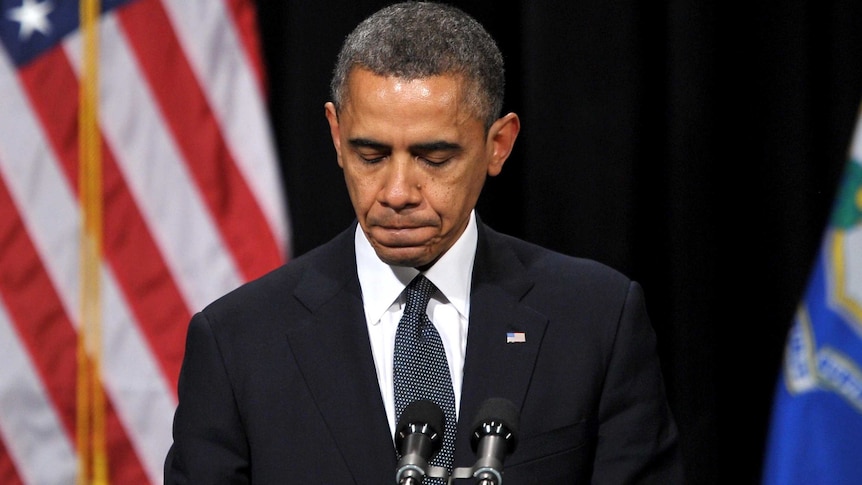 Barack Obama speaks at a vigil for the victims of the Sandy Hook Elementary School shooting.