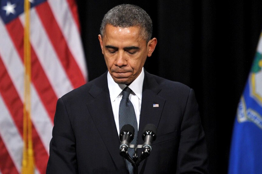 Barack Obama speaks at a vigil for the victims of the Sandy Hook Elementary School shooting.