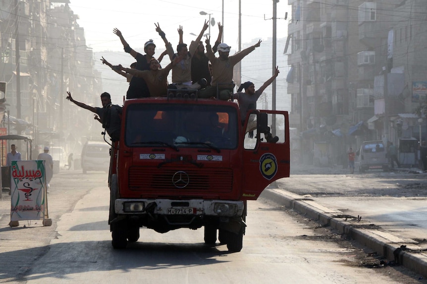 Syrian civil defence volunteers, known as the White Helmets