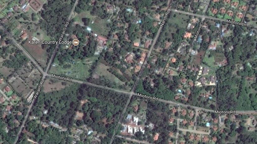 A screenshot of a satellite map showing Miotoni Road.