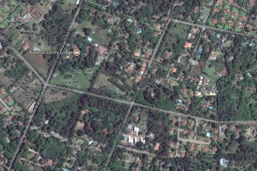 A screenshot of a satellite map showing Miotoni Road.