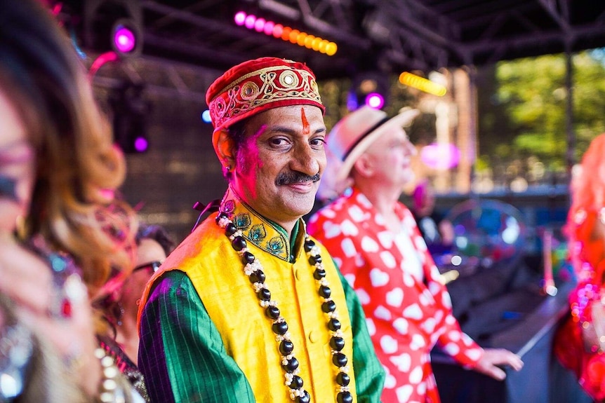 Prince Manvendra close up portrait in elaborate dress