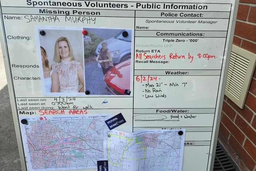 A notice board with maps, photos and information. 