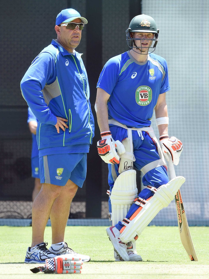 Darren Lehmann (L) and Steve Smith began working as coach and captain on a full-time basis in 2015.