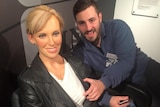 Rhys Adams touches a waxwork of Toni Collette.