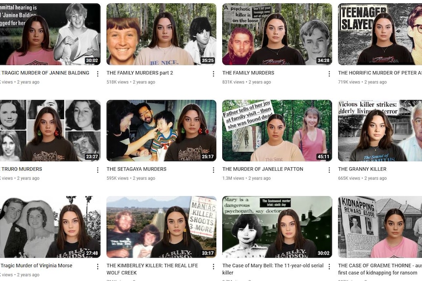 A screen shot of a YouTube creator's page shows 12 thumbnails, including one for the video of Janelle's episode
