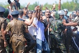 Sri Lankan villagers clash with police officers