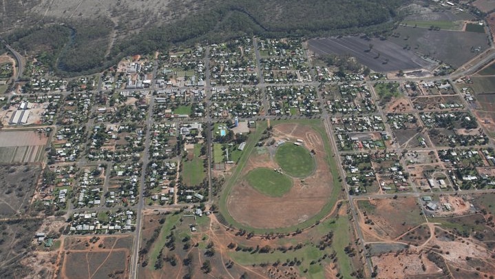 An aerial picture of Balranald in western New South Wales.  The town is considered the gateway to the outback.