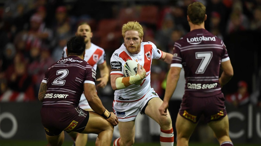 James Graham runs at the line for the Dragons against Manly