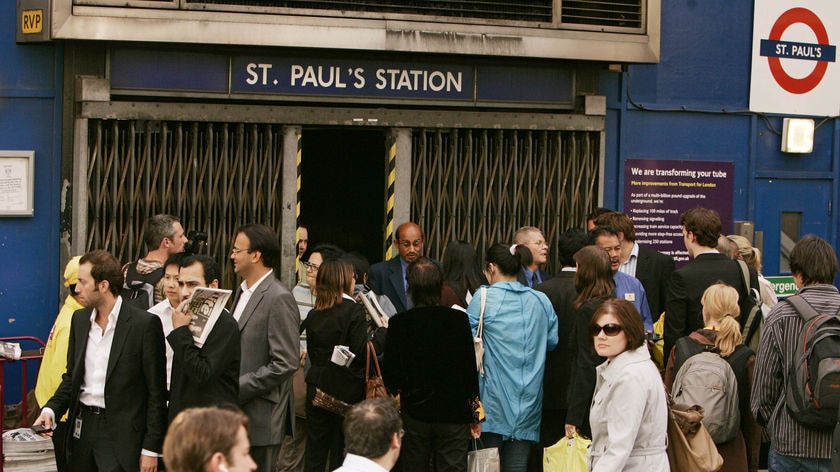 London commuters at St Paul's Underground station try to get home during the strike.