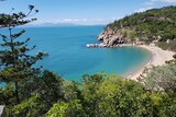 a picture of one of the Bays on Magnetic Island and surrounding rainforest