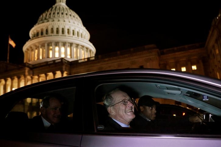 US Senator Lamar Alexander exits the Trump impeachment trial in Washington, US.