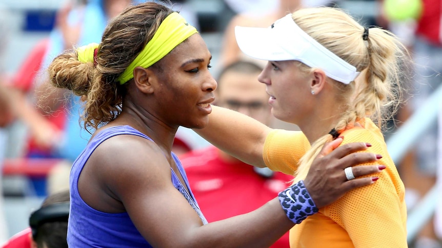 Serena Williams embraces Wozniacki