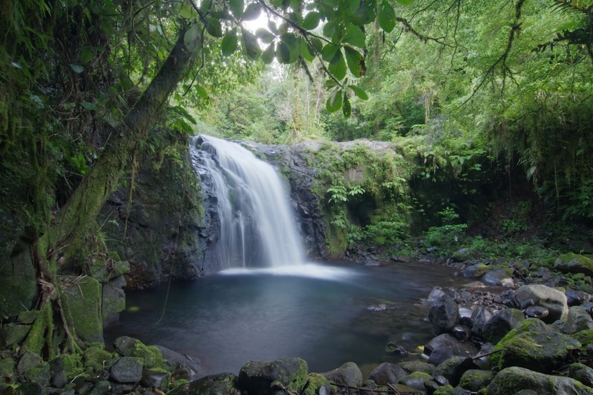 A waterfall on the Vila River deep inside the crater, Patu Kolo.