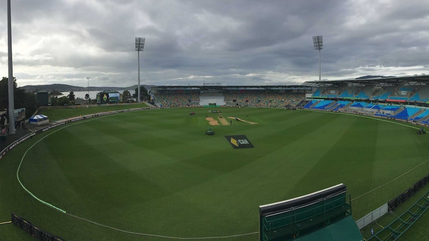 Panoramic view of Bellerive Oval before day one of the second Test