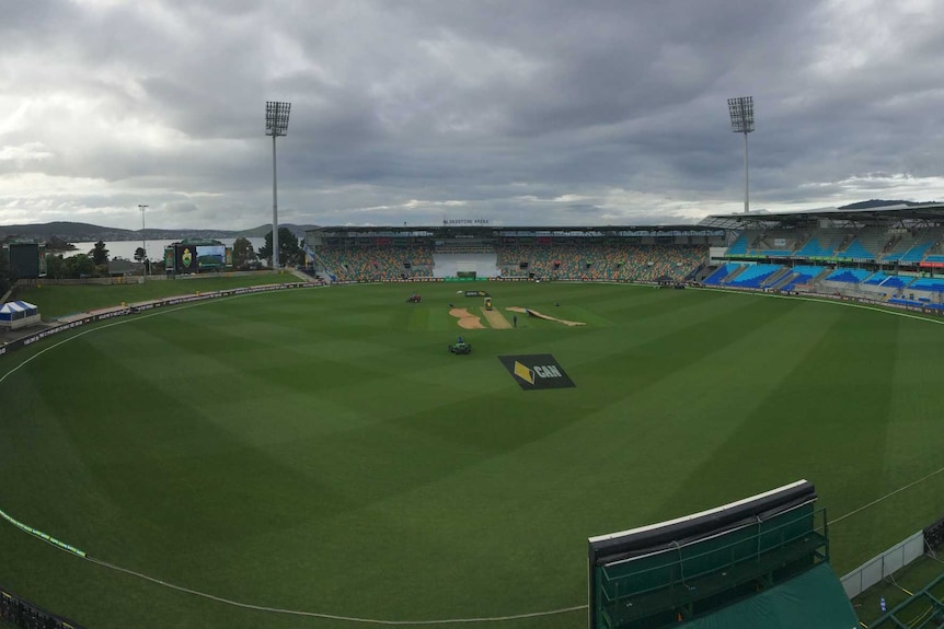 Panoramic view of Bellerive Oval before day one of the second Test
