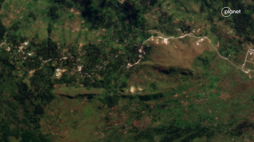 May 24: Satellite imagery shows the view before the landslide in Enga Province.