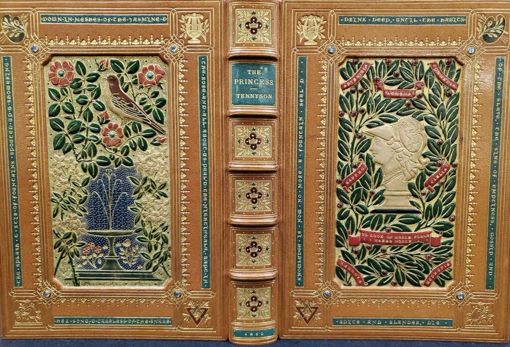 A book dated 1860 contains precious jewels inlaid into the leather binding.
