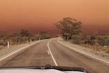 An area of raised dust on the Eyre Highway near Ceduna. 