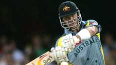 Damien Martyn lashes out during the Twenty20 match between Australia and South Africa.