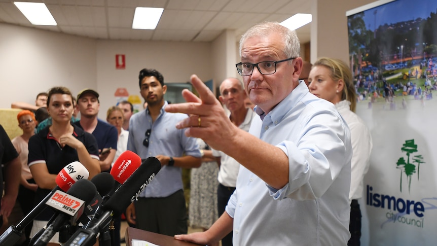 Scott Morrison speaks at a lectern.