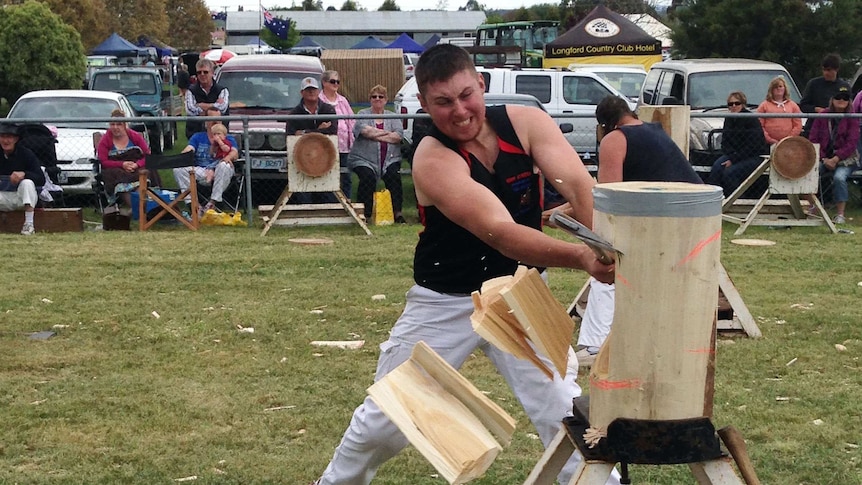 Axeman Kody Steers in action at Longford Show