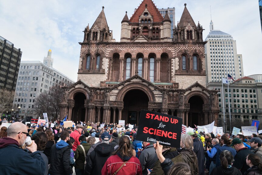 Large crowd at the Stand up for Science rally in Boston