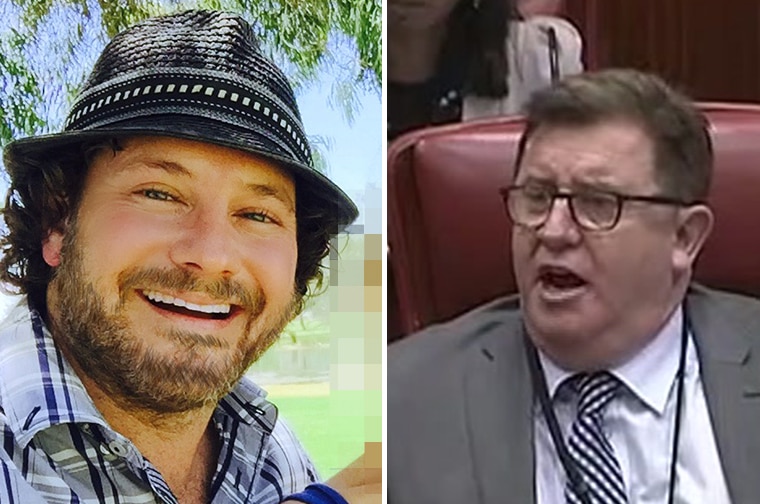 Headshots of a man in a hat in a park and a man in a suit sitting in parliament.