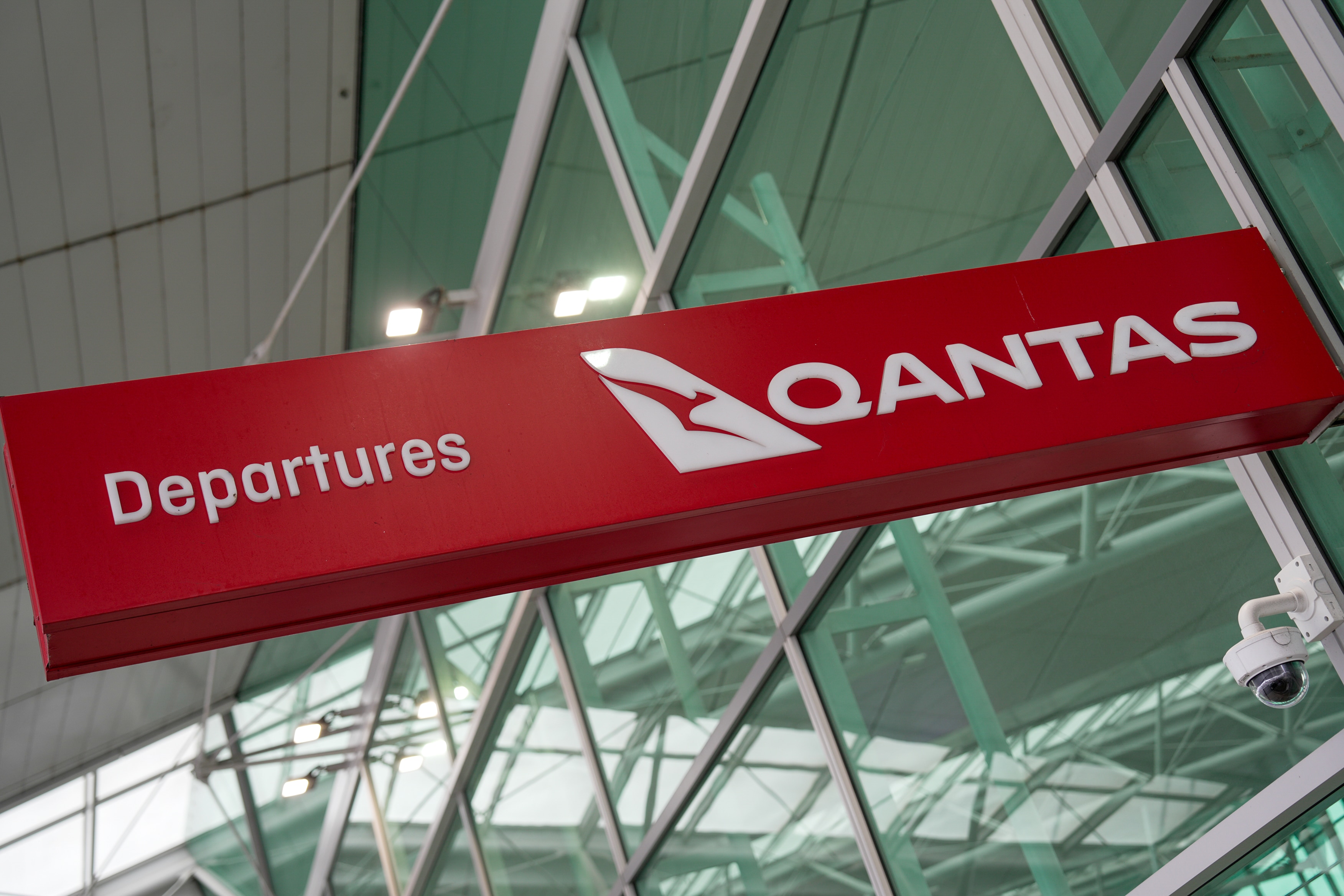 Qantas sign with the word 