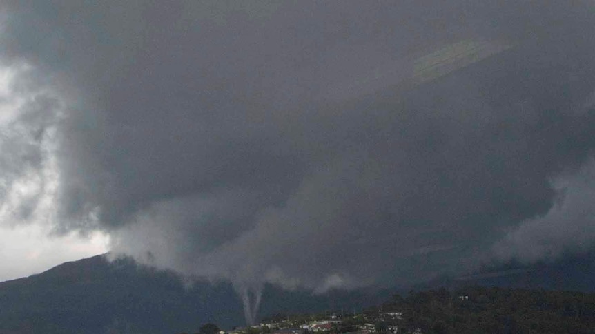 Close shot of a spout of a tornado in Hobart taken by the Bureau of Meteorology